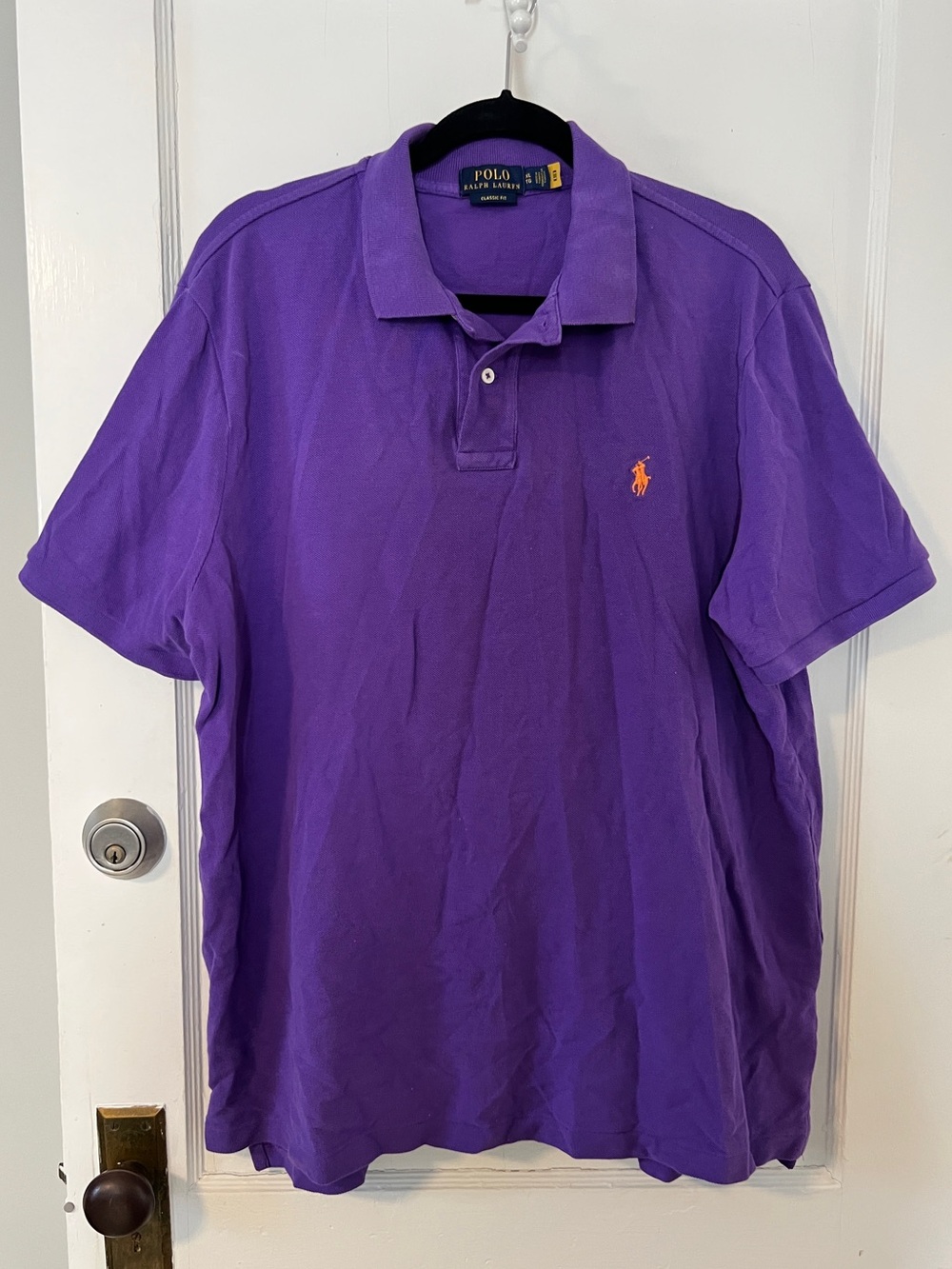 Polo Ralph Lauren Classic Purple Polo Orange Pony Men’s XL Preppy Streetwear